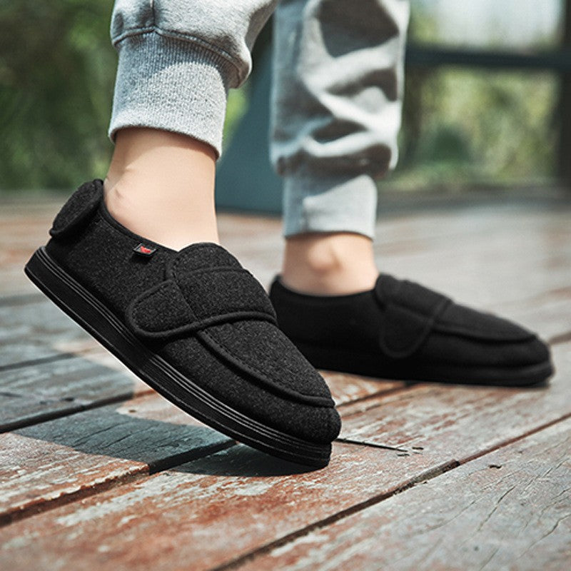 Wide Fit Walking Fabric Shoes for Seniors Soft Adjustable Strap Comfort