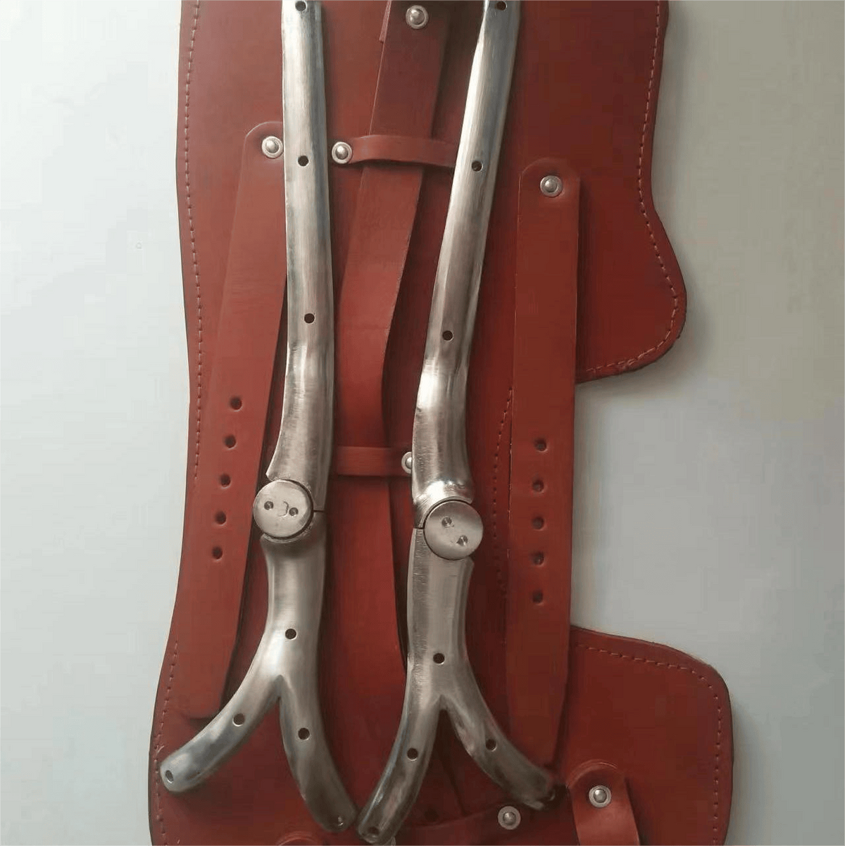 Traditional Leather Prosthetic Cuff with Metal Hinge Leather Prosthetic