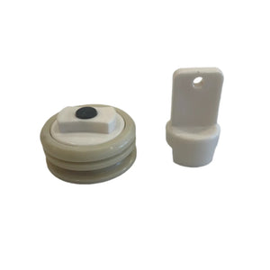 Assembled prosthetic socket valve shown beside its insert