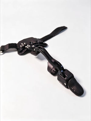 Black single mechanical prosthetic finger with Backplate, close angled view