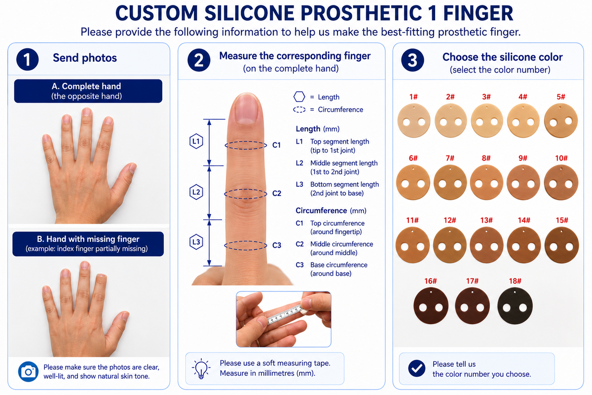 Custom Silicone Prosthetic 1 Finger/toe Cosmetic Replacement