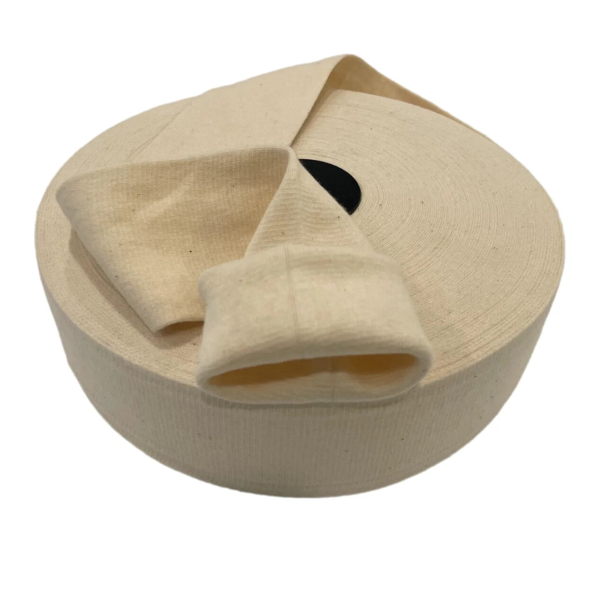 Cotton stockinette roll with a folded tube sample