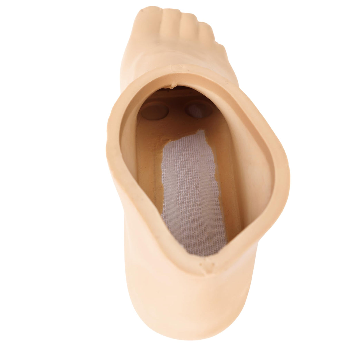 Top view showing the opening of the stepped prosthetic foot shell