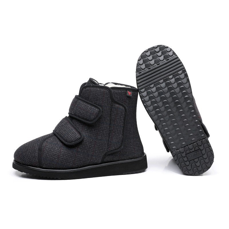 Thick Fleece Winter High-Top Shoes Wide Fit Adjustable Closure Unisex