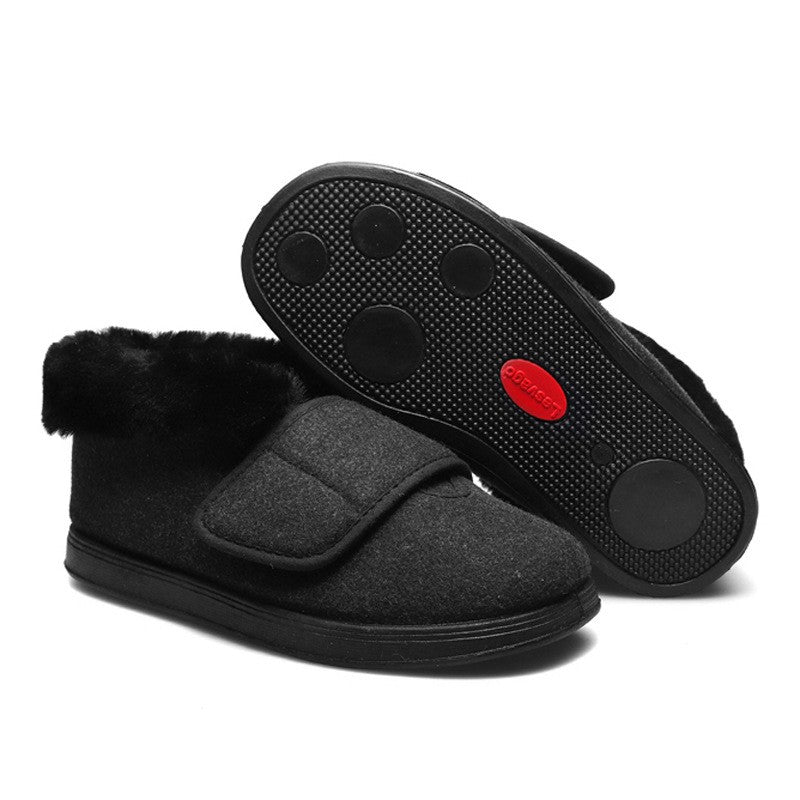 Warm Flat Adjustable Strap Shoes for Diabetic Friendly Maternity Comfort Slip-On