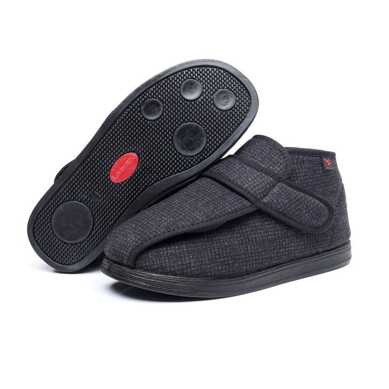 Winter Warm Fleece-Lined Wide Fit Shoes Adjustable Upper Unisex Flat Shoes