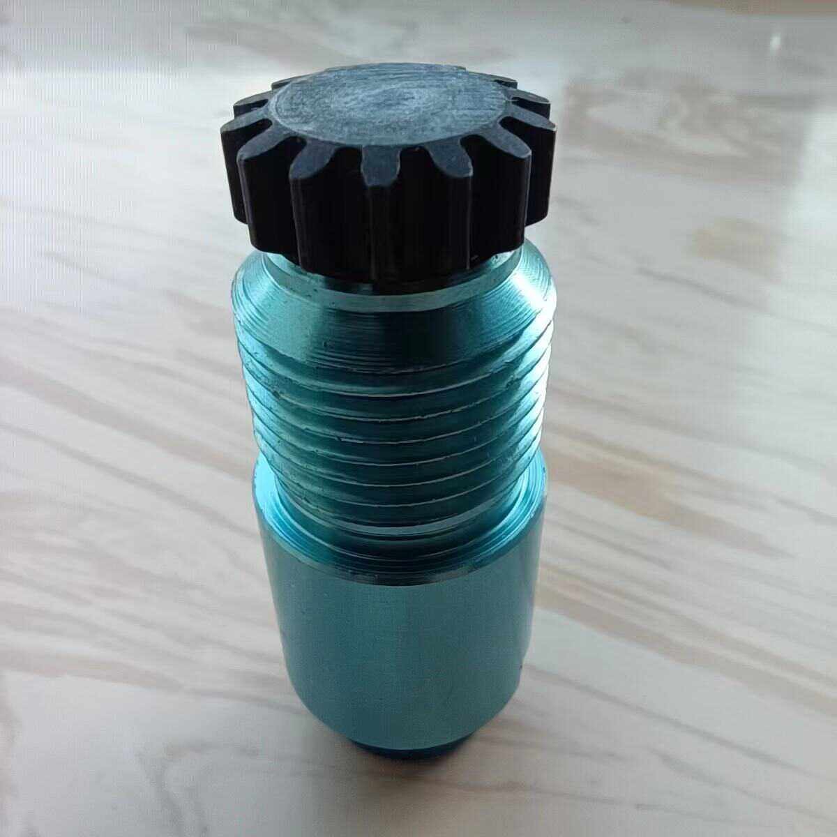 Close-up of the lock core button and external threads
