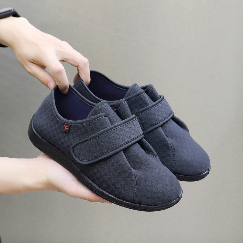 Wide Fit Flat Cloth Shoes for High Instep Adjustable Open Upper Lightweight