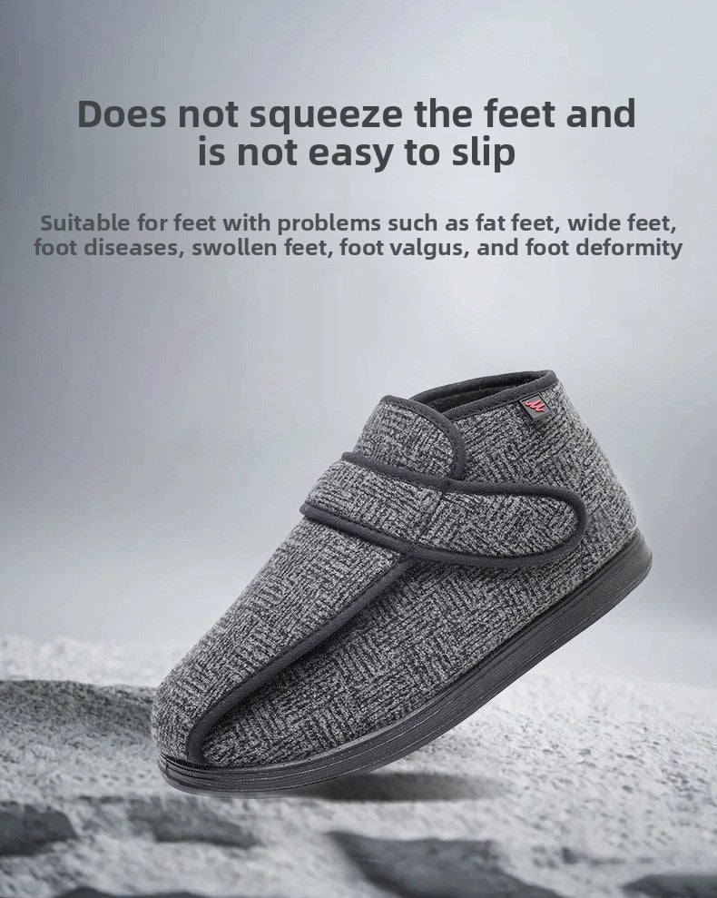 Winter Warm Fleece-Lined Wide Fit Shoes Adjustable Upper Unisex Flat Shoes