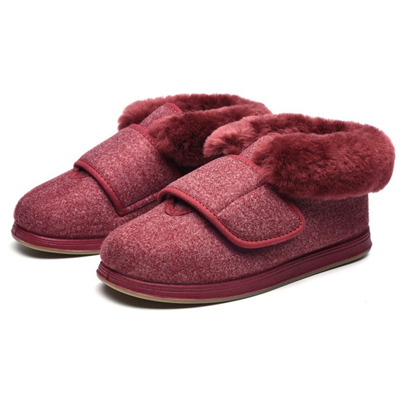 Warm Flat Adjustable Strap Shoes for Diabetic Friendly Maternity Comfort Slip-On