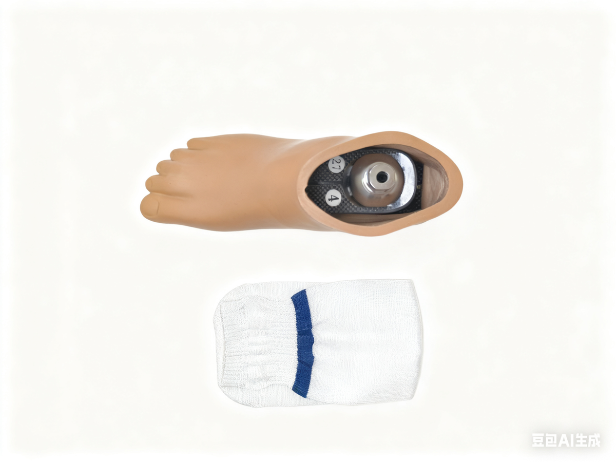 Carbon Fiber Prosthetic Foot Kit w/ Shell, Sock & Forefoot Pad 22-28 cm L/R