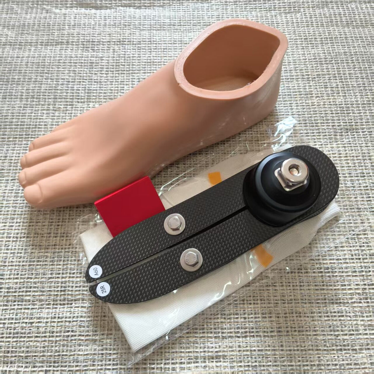 Carbon Fiber Prosthetic Foot Set - Flexible Blade, Foot Shell & Cover Sock