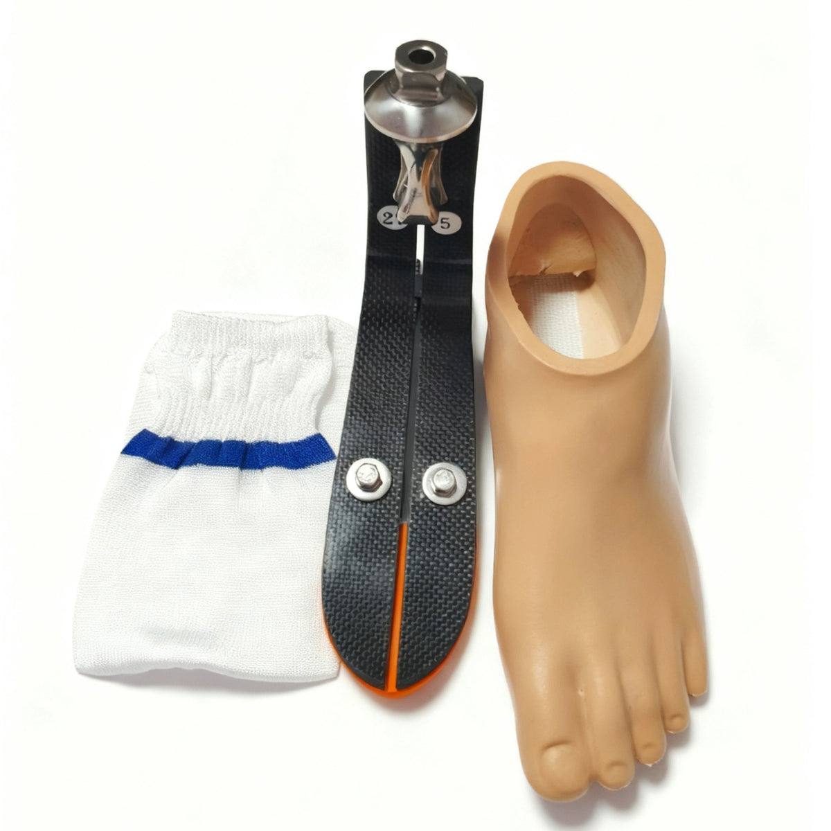 Carbon Fiber Prosthetic Foot Kit w/ Shell, Sock & Forefoot Pad 22-28 cm L/R