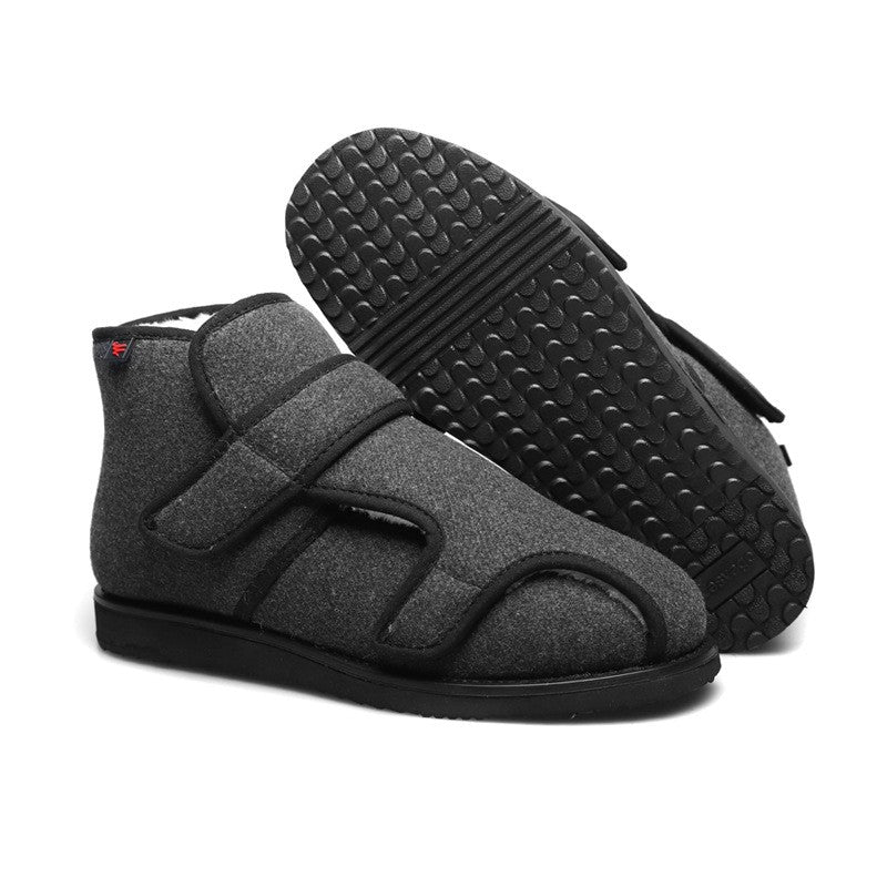 Winter Thick Warm Mid-Top Shoes Adjustable Closure Non-Slip Flat