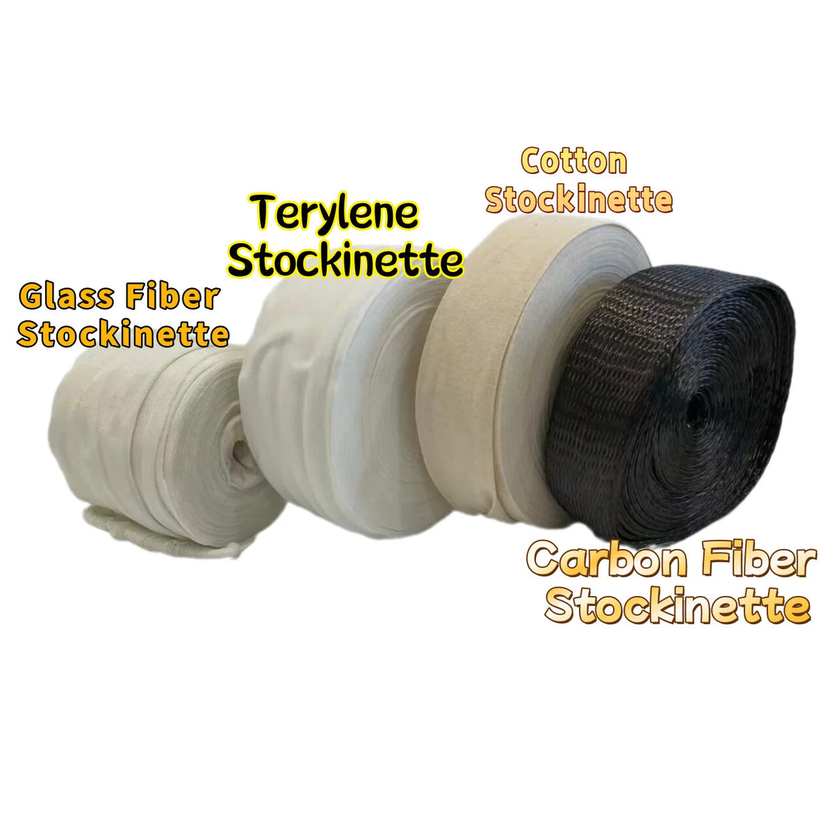 Comparison image showing four stockinette material types