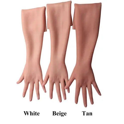 Female Silicone Hand Gloves 65 cm Real Skin Touch Vein Detail Cosplay Cover Scar