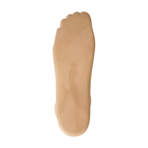 Underside of the prosthetic foot shell with molded size and side marking