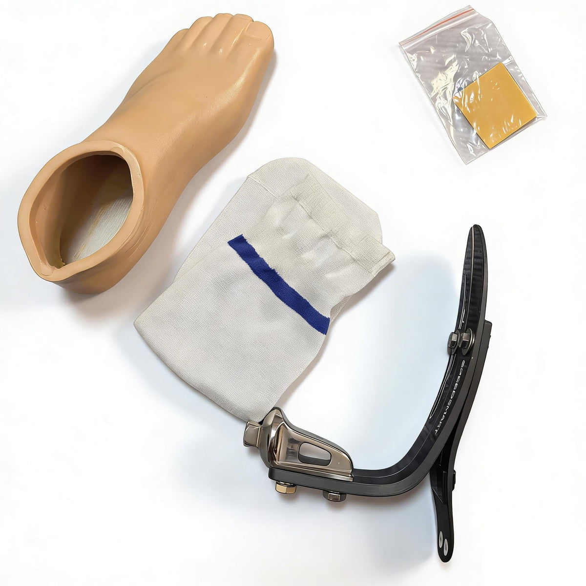 High Ankle Carbon Fiber Prosthetic Foot, Split Toe, Sizes 22–27 cm, Left/Right Titanium Adapter