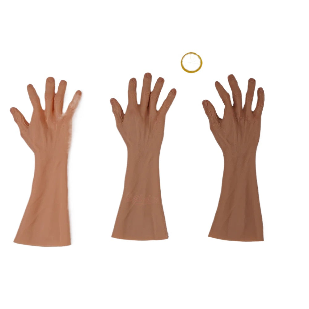 40 cm Silicone Old Man Hand Gloves Skin Cover Nails Cosplay Scar Props